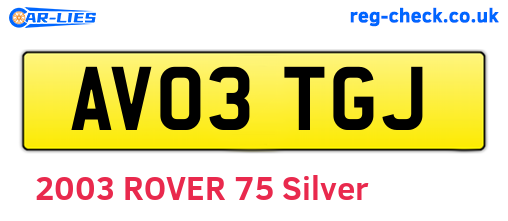 AV03TGJ are the vehicle registration plates.