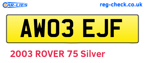 AW03EJF are the vehicle registration plates.