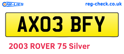 AX03BFY are the vehicle registration plates.