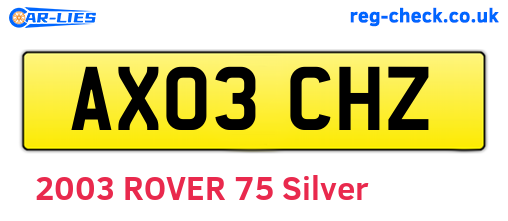 AX03CHZ are the vehicle registration plates.
