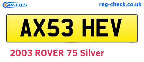 AX53HEV are the vehicle registration plates.