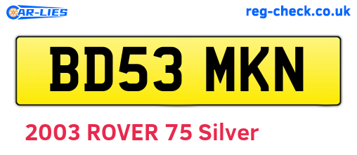 BD53MKN are the vehicle registration plates.
