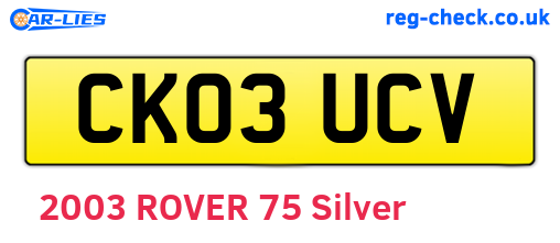 CK03UCV are the vehicle registration plates.