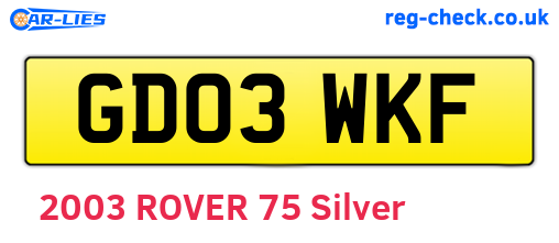 GD03WKF are the vehicle registration plates.