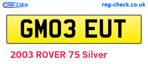 GM03EUT are the vehicle registration plates.