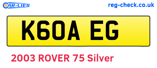 K60AEG are the vehicle registration plates.
