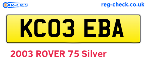 KC03EBA are the vehicle registration plates.