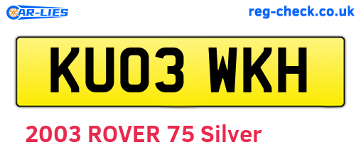 KU03WKH are the vehicle registration plates.