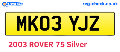 MK03YJZ are the vehicle registration plates.