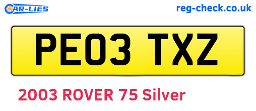 PE03TXZ are the vehicle registration plates.
