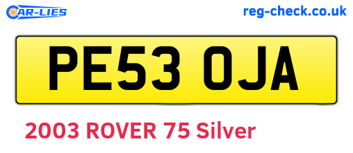 PE53OJA are the vehicle registration plates.