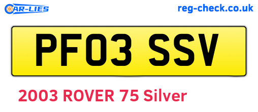 PF03SSV are the vehicle registration plates.