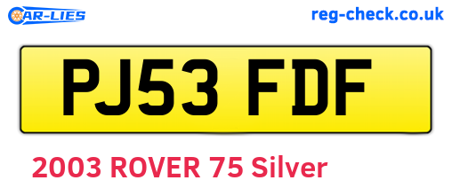 PJ53FDF are the vehicle registration plates.