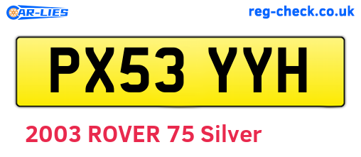 PX53YYH are the vehicle registration plates.