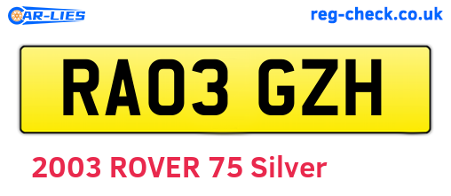 RA03GZH are the vehicle registration plates.