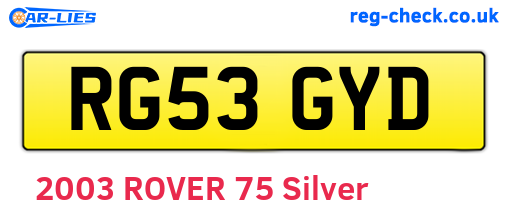 RG53GYD are the vehicle registration plates.