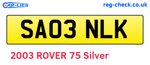 SA03NLK are the vehicle registration plates.