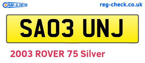 SA03UNJ are the vehicle registration plates.