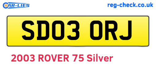 SD03ORJ are the vehicle registration plates.