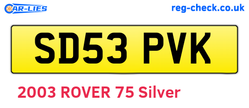 SD53PVK are the vehicle registration plates.