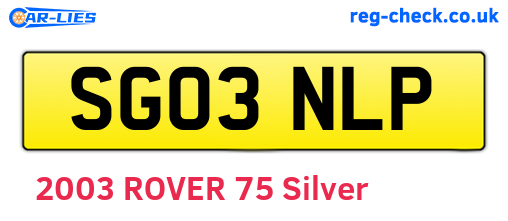 SG03NLP are the vehicle registration plates.