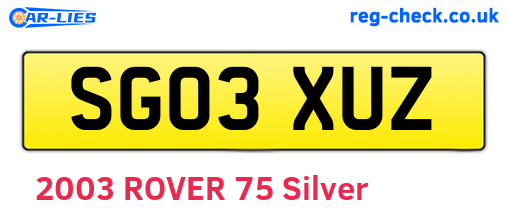 SG03XUZ are the vehicle registration plates.