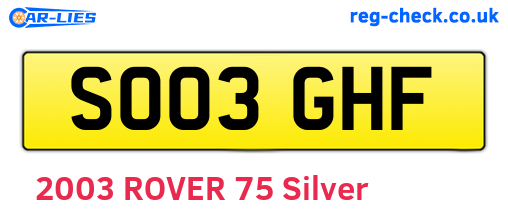 SO03GHF are the vehicle registration plates.