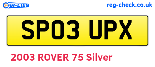 SP03UPX are the vehicle registration plates.