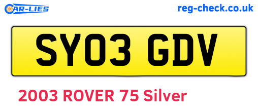 SY03GDV are the vehicle registration plates.
