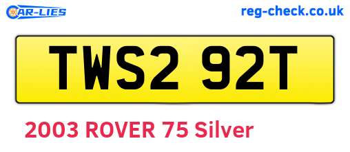 TWS292T are the vehicle registration plates.