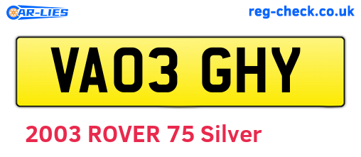 VA03GHY are the vehicle registration plates.