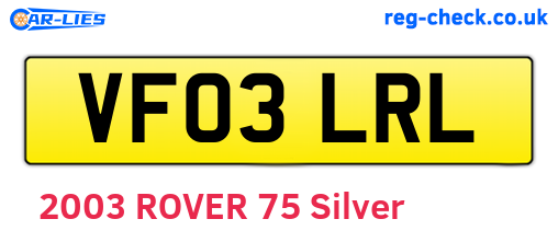VF03LRL are the vehicle registration plates.