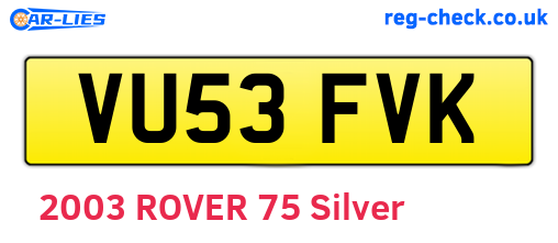 VU53FVK are the vehicle registration plates.