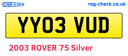 YY03VUD are the vehicle registration plates.