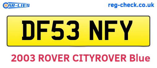 DF53NFY are the vehicle registration plates.
