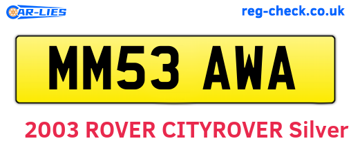 MM53AWA are the vehicle registration plates.