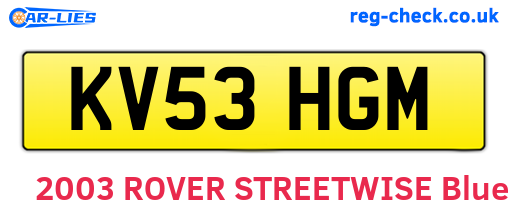 KV53HGM are the vehicle registration plates.