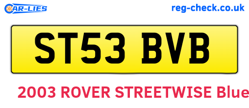 ST53BVB are the vehicle registration plates.