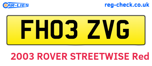 FH03ZVG are the vehicle registration plates.