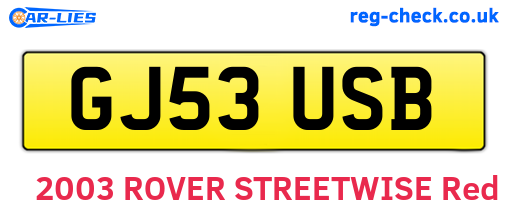 GJ53USB are the vehicle registration plates.