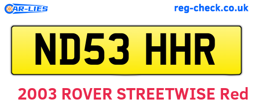 ND53HHR are the vehicle registration plates.