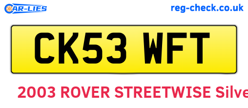 CK53WFT are the vehicle registration plates.