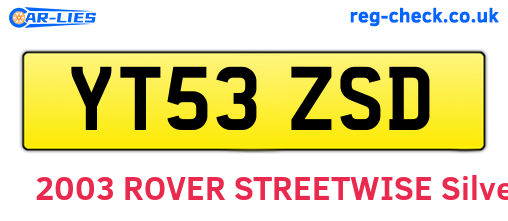 YT53ZSD are the vehicle registration plates.