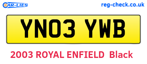 YN03YWB are the vehicle registration plates.