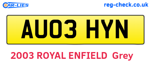 AU03HYN are the vehicle registration plates.