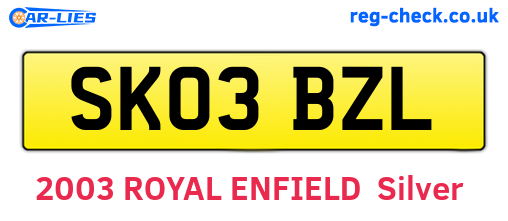 SK03BZL are the vehicle registration plates.