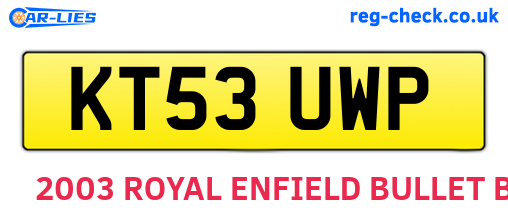 KT53UWP are the vehicle registration plates.