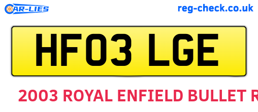 HF03LGE are the vehicle registration plates.
