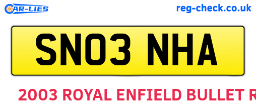SN03NHA are the vehicle registration plates.