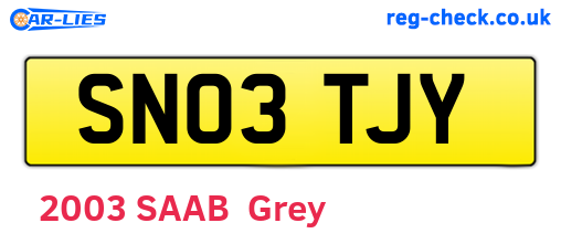 SN03TJY are the vehicle registration plates.